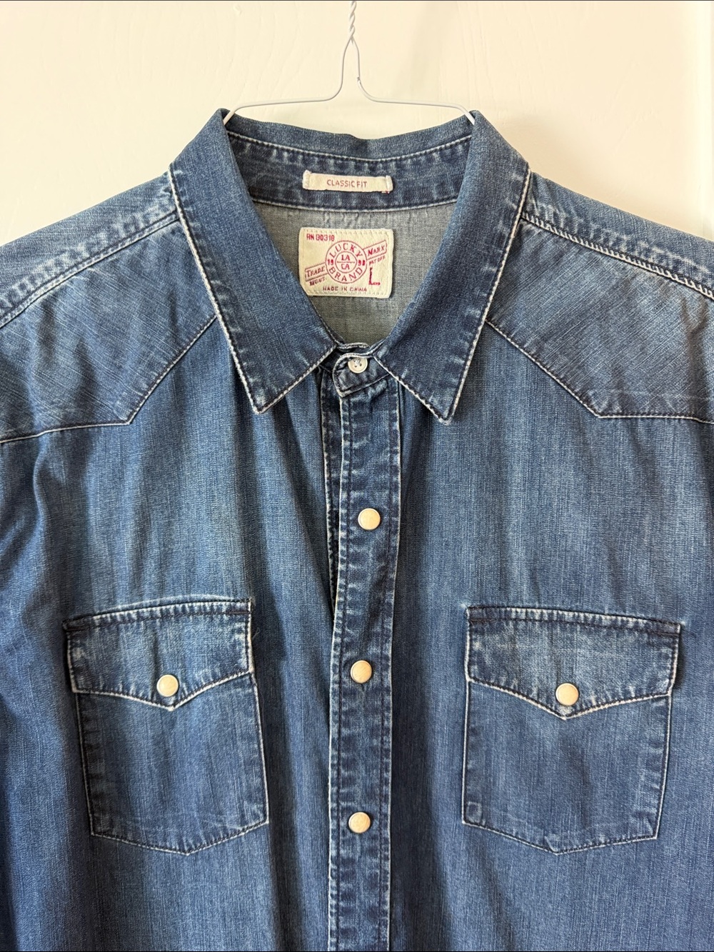 Lucky Brand Indigo Western Shirt with snap buttons
